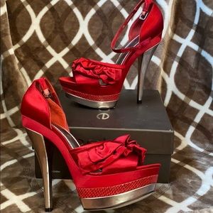 Bebe red high heels size 8